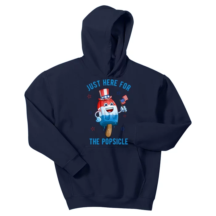 Just Here For The Popsicle 4th Of July Funny Festive Kids Hoodie