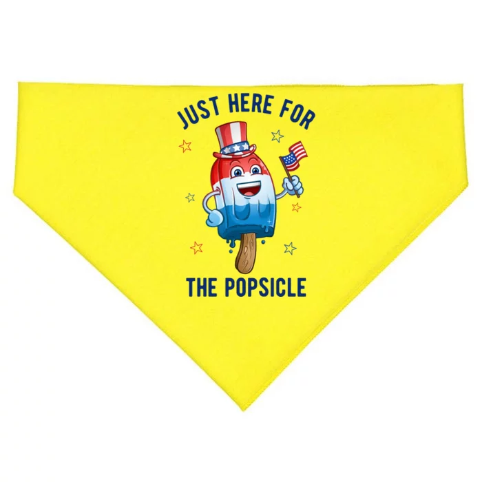 Just Here For The Popsicle 4th Of July Funny Festive USA-Made Doggie Bandana