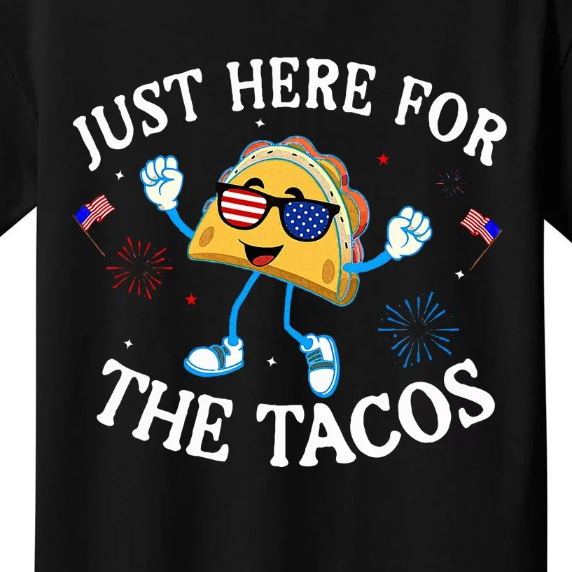 Just Here For The Tacos Sunglasses 4th Of July Usa Kids T-Shirt