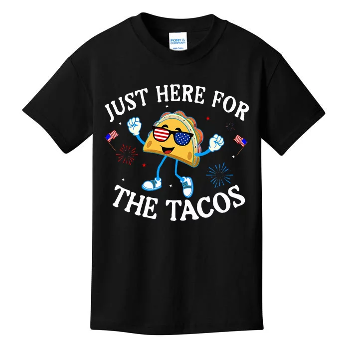 Just Here For The Tacos Sunglasses 4th Of July Usa Kids T-Shirt