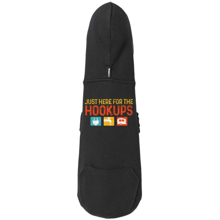 Just Here For The Hookups Motorhome Camping RV Doggie 3-End Fleece Hoodie