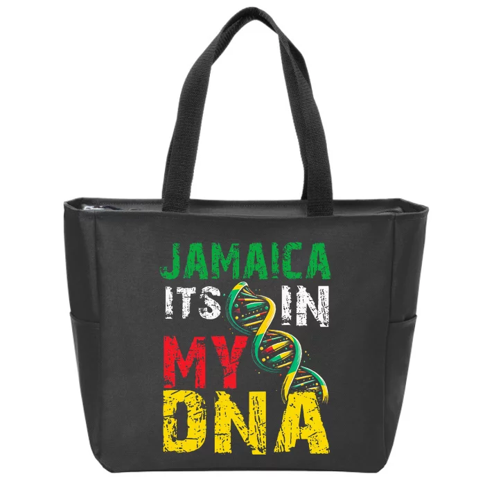 Jamaican Heritage Flag Women Jamaica It`S In My Dna Zip Tote Bag