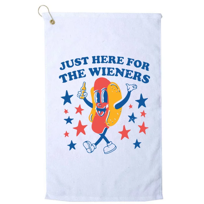 Just Here For The Wieners 4th Of July Funny Hot Dot Platinum Collection Golf Towel