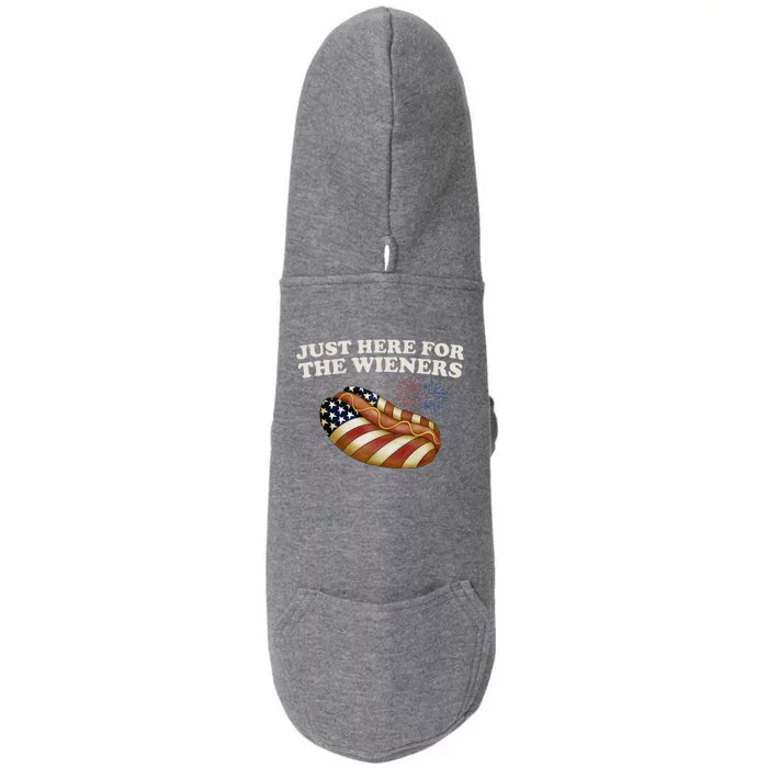 Just Here For The Wieners 4th Of July Doggie 3-End Fleece Hoodie