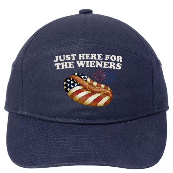 Just Here For The Wieners 4th Of July 7-Panel Snapback Hat