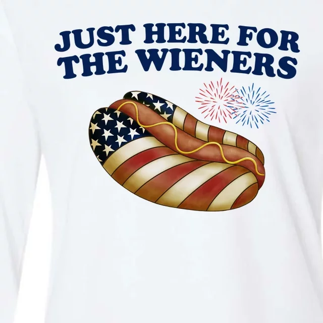 Just Here For The Wieners 4th Of July Womens Cotton Relaxed Long Sleeve T-Shirt