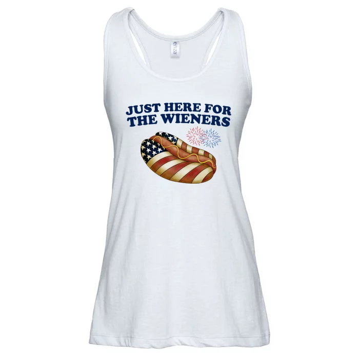 Just Here For The Wieners 4th Of July Ladies Essential Flowy Tank