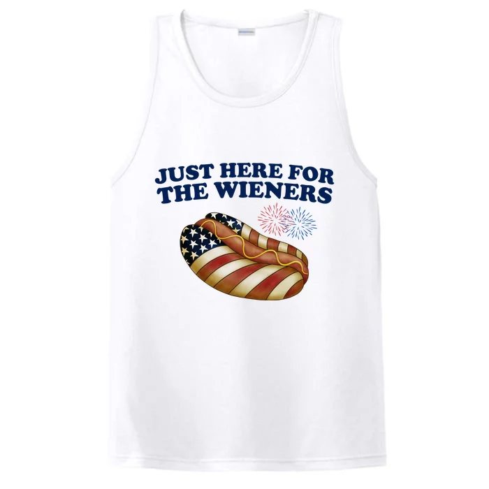 Just Here For The Wieners 4th Of July Performance Tank