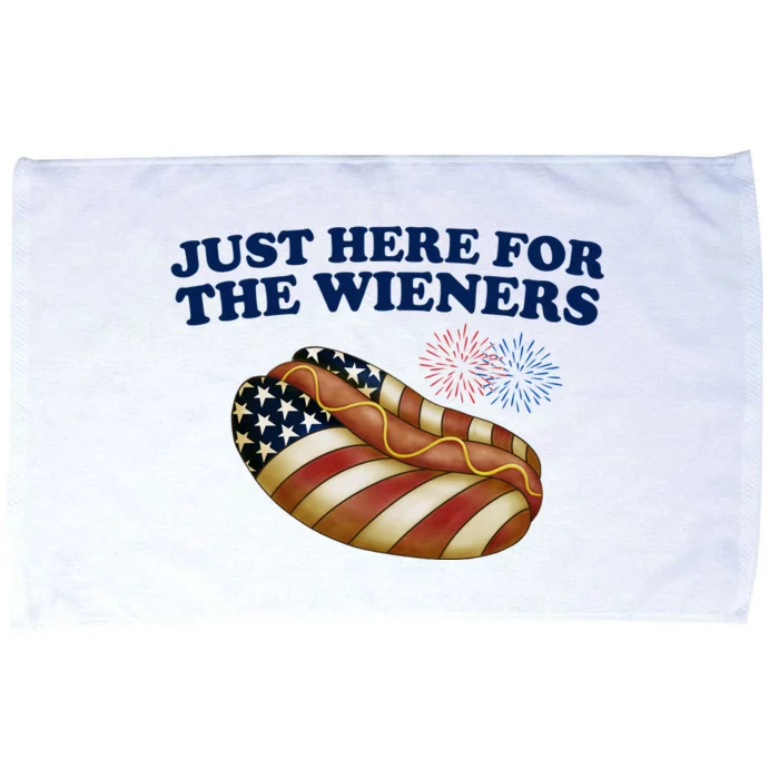 Just Here For The Wieners 4th Of July Microfiber Hand Towel