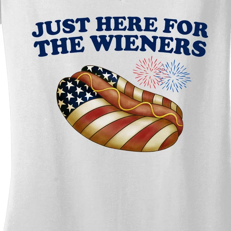 Just Here For The Wieners 4th Of July Women's V-Neck T-Shirt