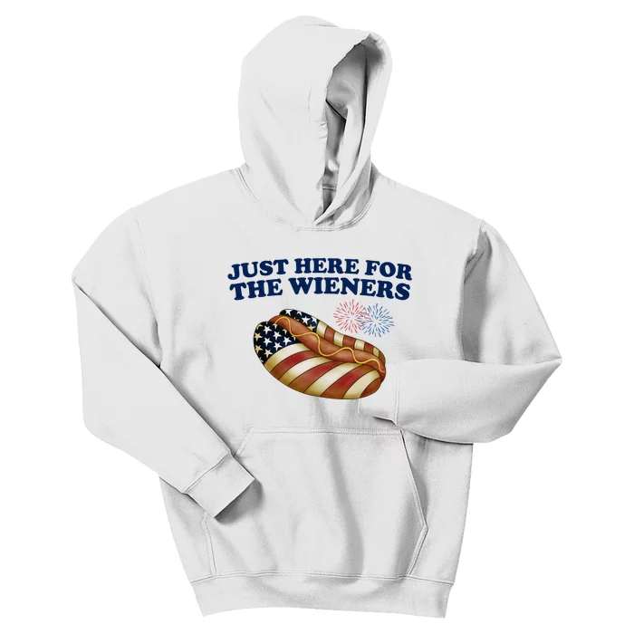 Just Here For The Wieners 4th Of July Kids Hoodie