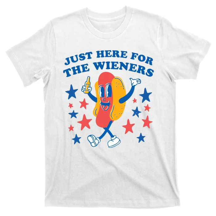 Hot Dog I'm Just Here For The Wieners 4th Of July Funny T-shirt