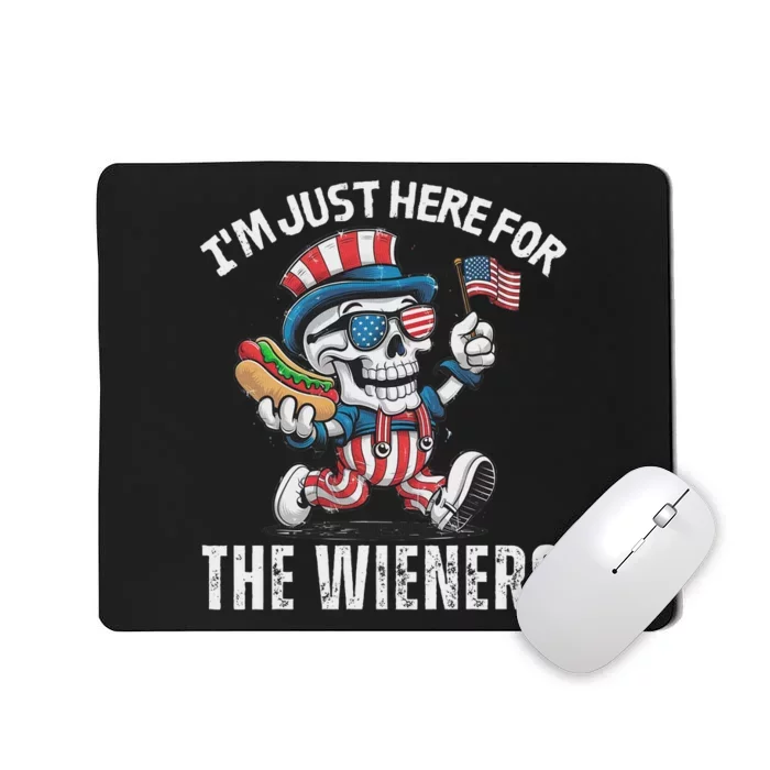 Just Here For The Wieners Funny 4th Of July Hot Dog Skeleton Mousepad