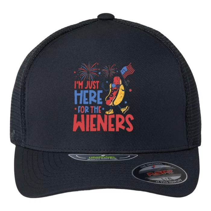 Just Here For The Wieners Flexfit Unipanel Trucker Cap