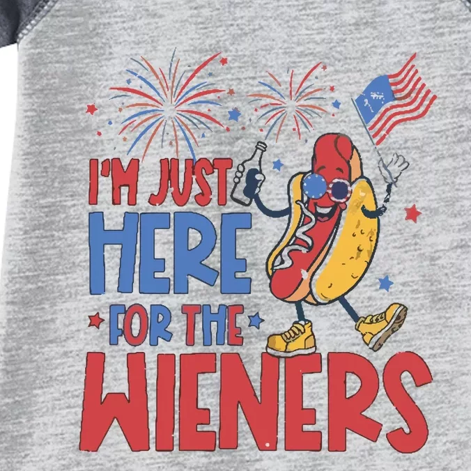 Just Here For The Wieners Infant Baby Jersey Bodysuit