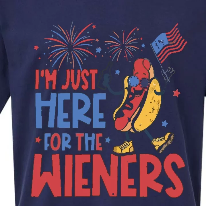 Just Here For The Wieners Sueded Cloud Jersey T-Shirt