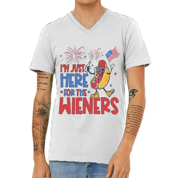 Just Here For The Wieners V-Neck T-Shirt