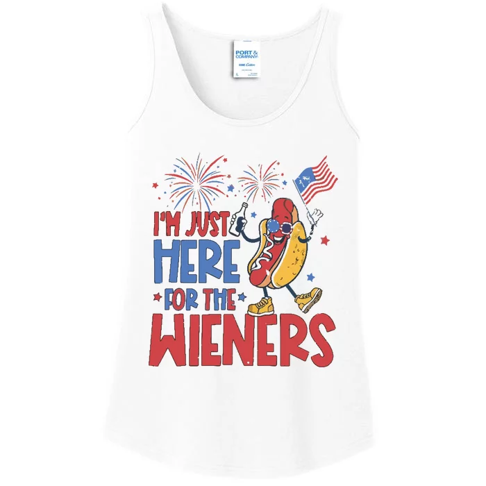 Just Here For The Wieners Ladies Essential Tank