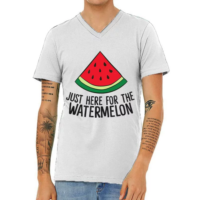 Just Here For The Watermelon Summe Melon Watermelon V-Neck T-Shirt