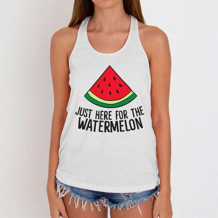 Just Here For The Watermelon Summe Melon Watermelon Women's Knotted Racerback Tank