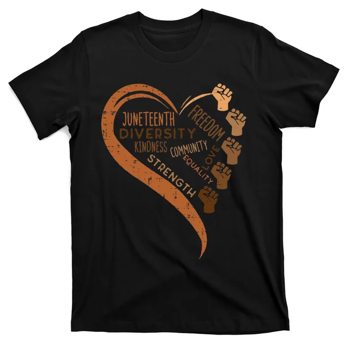 Juneteenth Heart Fists Black History Melanin T-Shirt