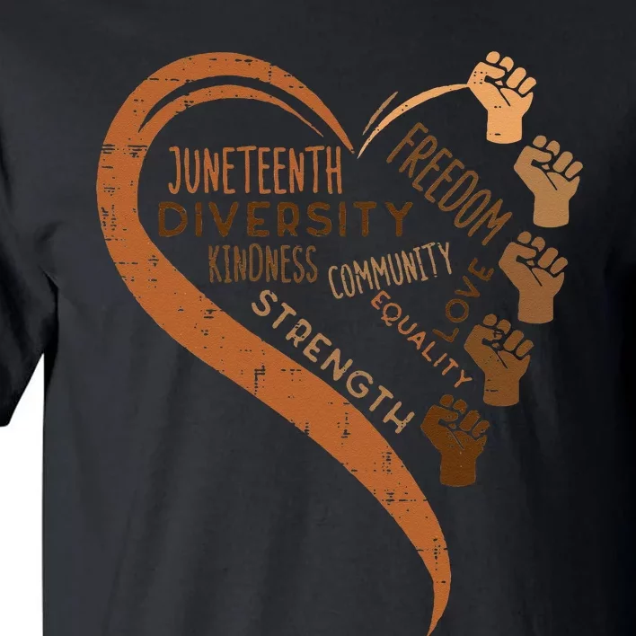 Juneteenth Heart Fists Black History Melanin Tall T-Shirt