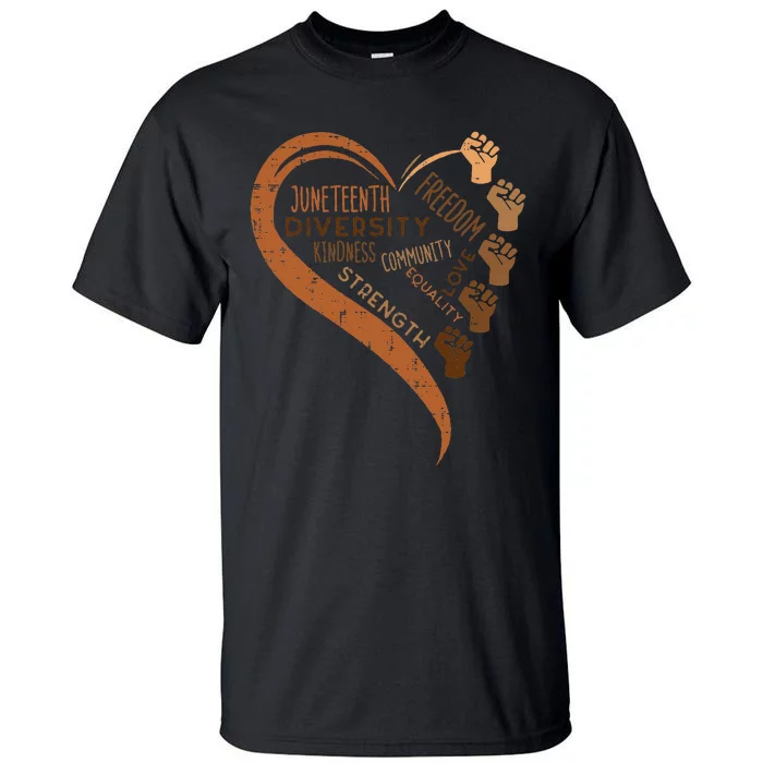 Juneteenth Heart Fists Black History Melanin Tall T-Shirt