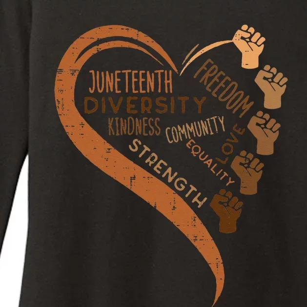 Juneteenth Heart Fists Black History Melanin Womens CVC Long Sleeve Shirt