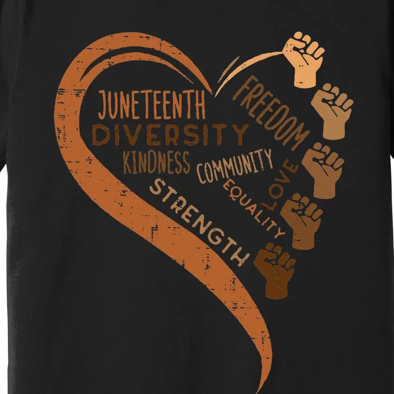 Juneteenth Heart Fists Black History Melanin Premium T-Shirt