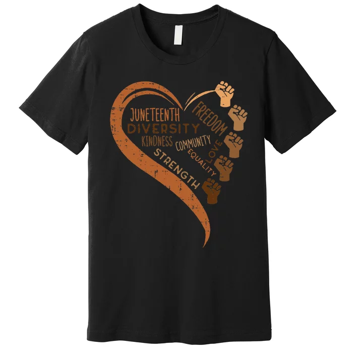 Juneteenth Heart Fists Black History Melanin Premium T-Shirt