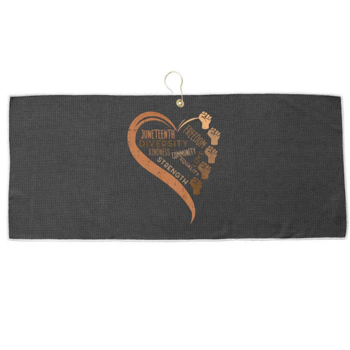 Juneteenth Heart Fists Black History Melanin Large Microfiber Waffle Golf Towel