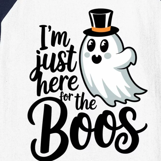 Just Here For The Boos Ghost Humor Funny Gift Baseball Sleeve Shirt