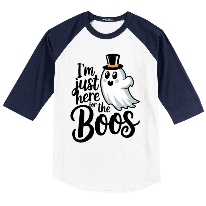 Just Here For The Boos Ghost Humor Funny Gift Baseball Sleeve Shirt