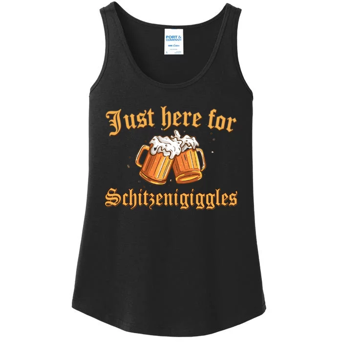 Just Here For Schitzengiggles Funny Oktoberfest Ladies Essential Tank