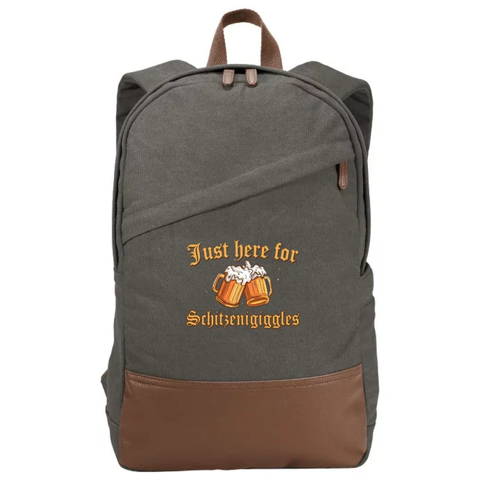 Just Here For Schitzengiggles Funny Oktoberfest Cotton Canvas Backpack