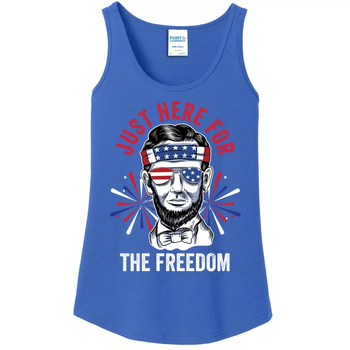 Just Here For The Freedom Fireworks Director Lincoln Gift Ladies Essential Tank