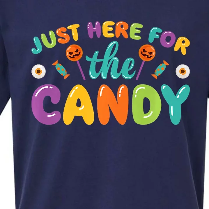 Just Here For The Candy Funny Halloween Sueded Cloud Jersey T-Shirt