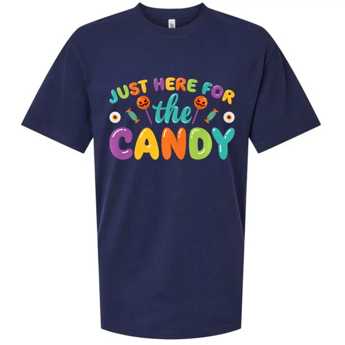 Just Here For The Candy Funny Halloween Sueded Cloud Jersey T-Shirt