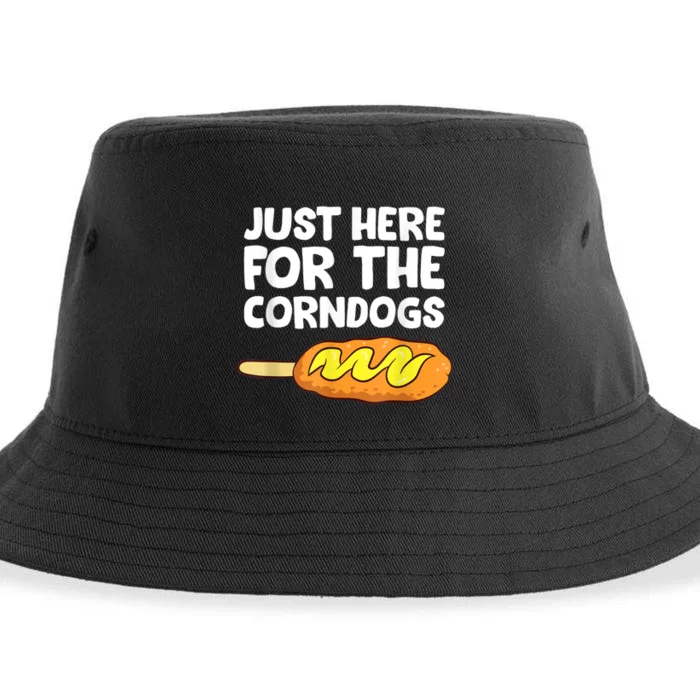 Just Here For The Corn Dogs Funny Corndog Sustainable Bucket Hat