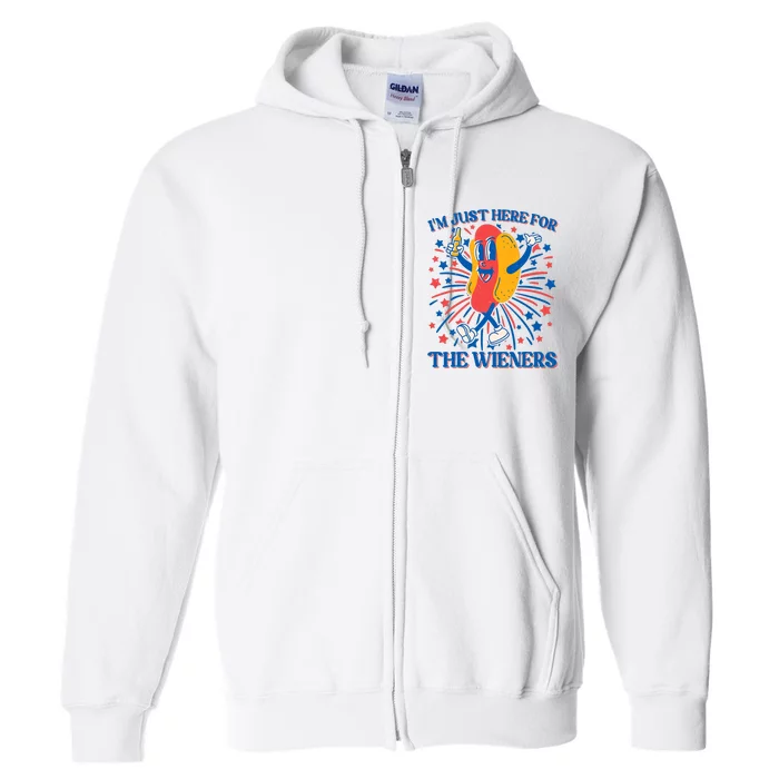 Just Here For The Wieners Hot Dog Funny 4th Of July Full Zip Hoodie