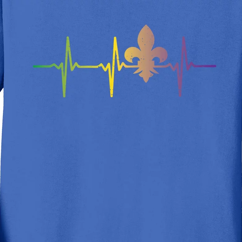 Jester Hat Heartbeat Nurse Funny Mardi Gras Carnival Medical Gift Kids Long Sleeve Shirt