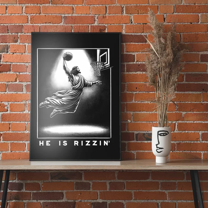 Jesus He Is Rizzin Basketball Easter Christian Religious Poster