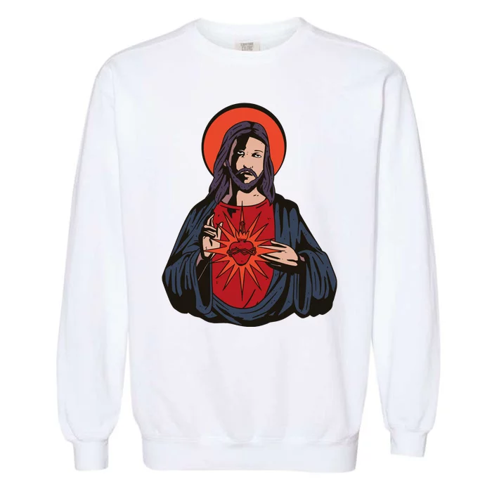 Jesus Heart Illustration Garment-Dyed Sweatshirt