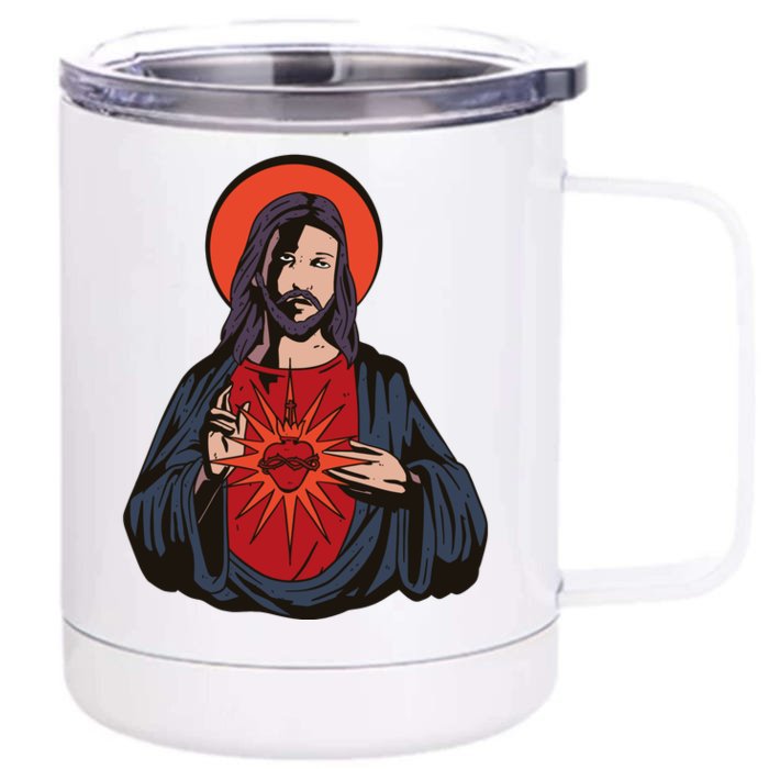 Jesus Heart Illustration Front & Back 12oz Stainless Steel Tumbler Cup