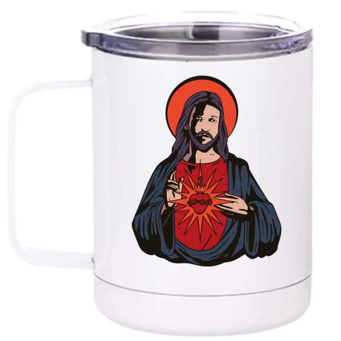 Jesus Heart Illustration Front & Back 12oz Stainless Steel Tumbler Cup