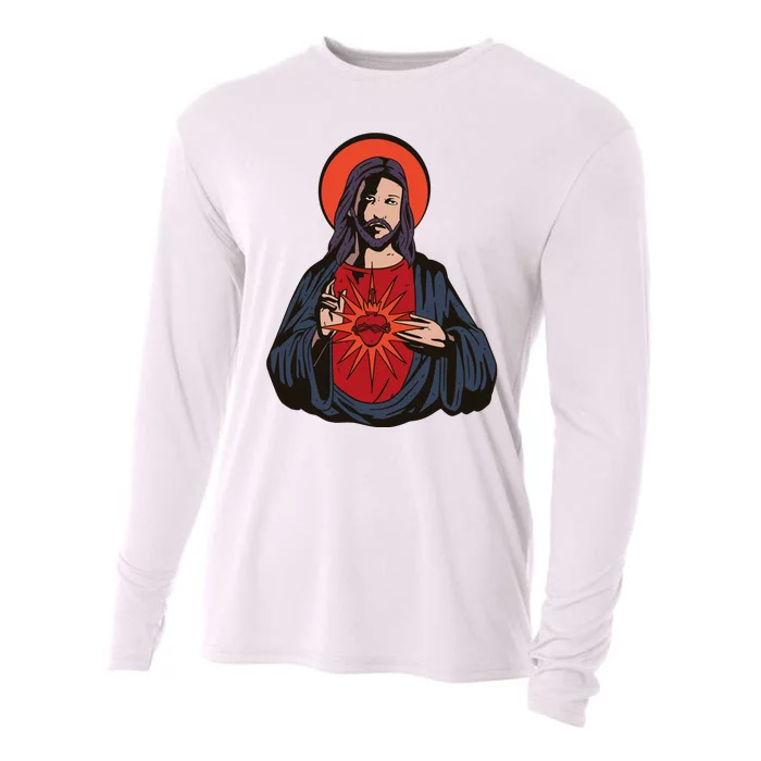 Jesus Heart Illustration Cooling Performance Long Sleeve Crew