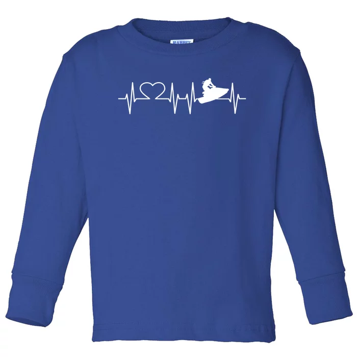 Jetski Heartbeat I Love Ecg Water Sports Jet Skiing Gift Toddler Long Sleeve Shirt