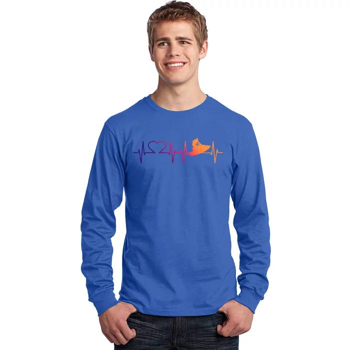 Jetski Heartbeat I Love Ecg Water Sports Jet Skiing Gift Long Sleeve Shirt