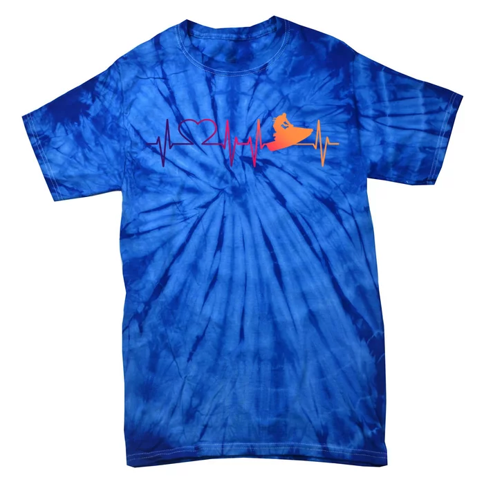 Jetski Heartbeat I Love Ecg Water Sports Jet Skiing Gift Tie-Dye T-Shirt