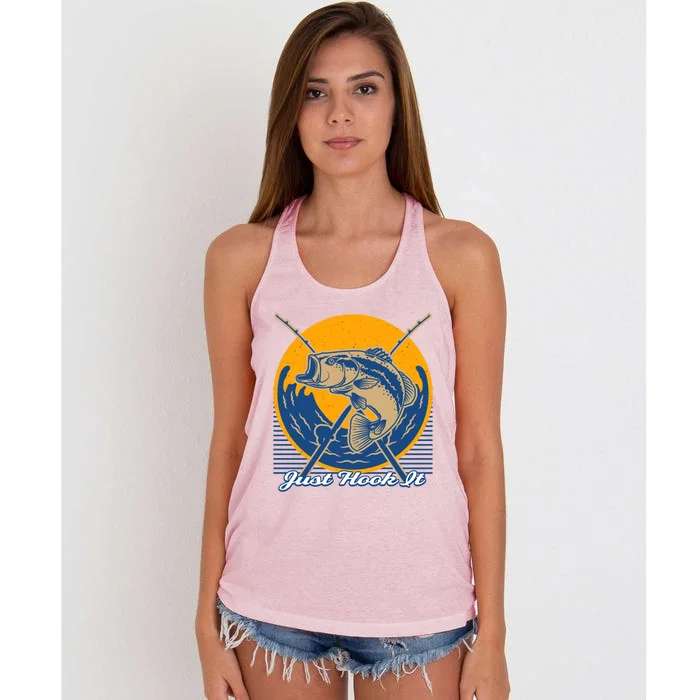 Just Hook It Ocean Fishing Sea Fisher Fish Hunting Gift Women's Knotted Racerback Tank